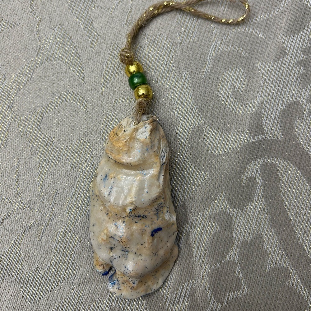 Hand Painted Dog—Boston or Frenchie Oyster Shell Ornament - Picture 3 of 5